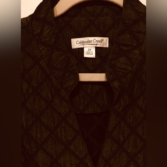 Coldwater Creek Olive Blazer w/Diamond Pattern & Muted, Metallic Sheen. Sz 2X - Picture 3 of 5